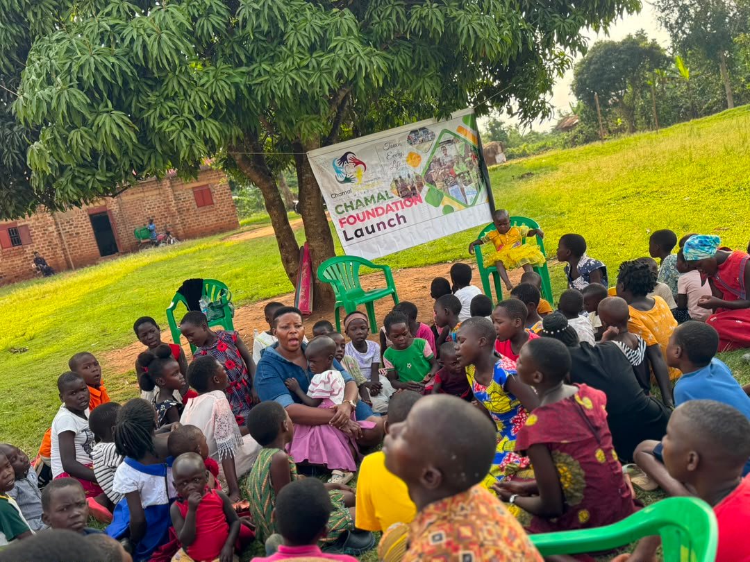 Children gathered during a Chamal Foundation activity at our home